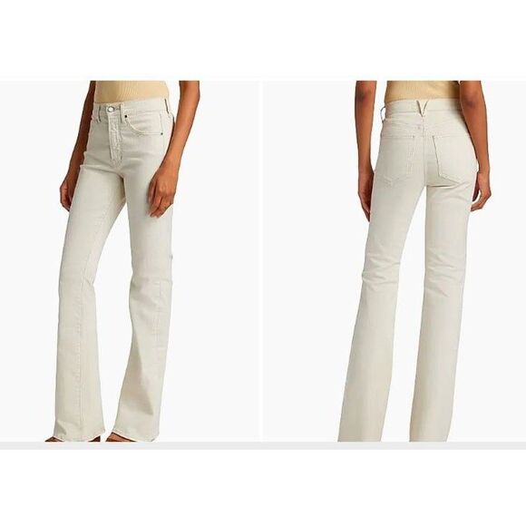 Veronica Beard Women's Beverly High Rise Skinny Flare Jeans 24 NWT 298 ECRU